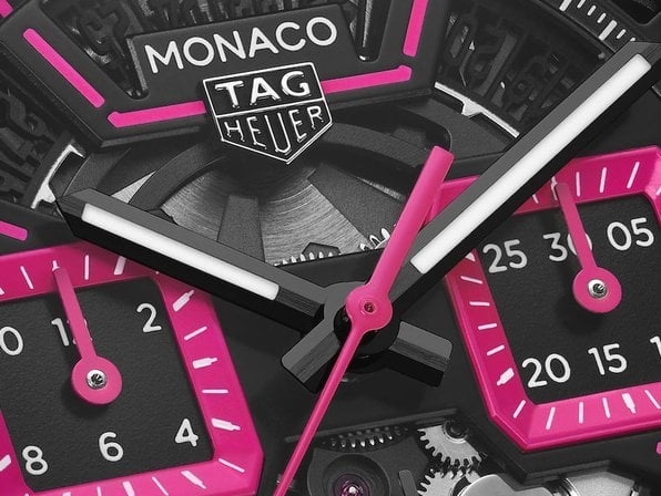 TAG Heuer Monaco Chronograph with pink skeleton dial